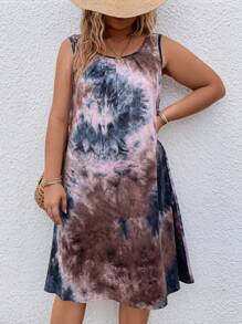 SHEIN LUNE 大碼紮染背心連衣裙 - 彩色 - 查看 1