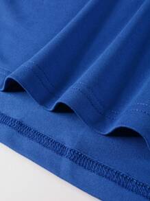 Manfinity Roghcode Camiseta Holgada De Hombre Con Dibujos Animados Y Eslóganes Gráficos Con Hombros Caídos - Azul - Ver 5