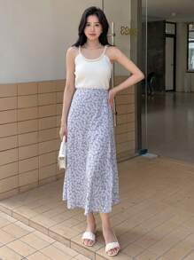 DAZY In hoa Ditsy Tách đùi Váy - Màu Lilac Tím - Xem 6