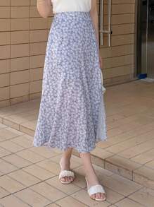 DAZY In hoa Ditsy Tách đùi Váy - Màu Lilac Tím - Xem 7