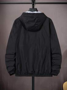 Manfinity Homme Men Long Sleeve Zip Up Hooded Jacket Without Tee, Fall - Black - View 5