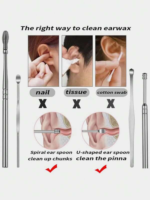 Ear Wax Removal Tool,Portable Ear Wax Removal Kit Stainless Steel