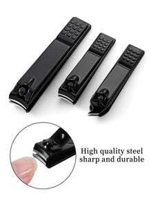 3件套指甲钳，修甲工具，美甲用品，美甲工具，美甲艺术工具，返校季，美甲，美甲贴片工具 - 黑色 - 查看 1