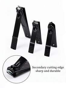 3件套指甲钳，修甲工具，美甲用品，美甲工具，美甲艺术工具，返校季，美甲，美甲贴片工具 - 黑色 - 查看 5