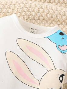 男嬰卡通圖案T恤和短褲 - 藍白色 - 查看 8