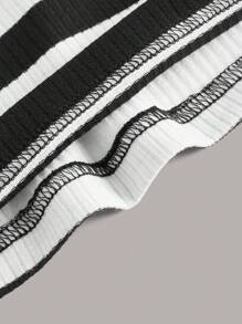 Comfortcana 大码无袖挂脖度假连衣裙，春夏 - 黑與白 - 查看 3