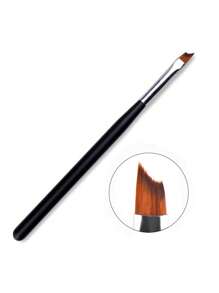 斜頭法式尖頭指甲刷，1入組黑色手柄 UV 凝膠壓克力繪畫繪圖筆美甲美甲工具 - 黑色 - 查看 2