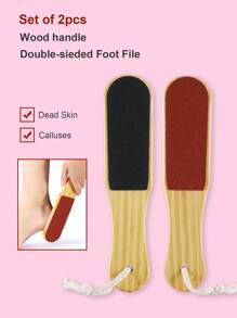 2Pcs Pumice Wood Handle Double-Sided Foot Board File Dead Skin Calluses Foot Grinder Pedicure Tool - Camel - View 1