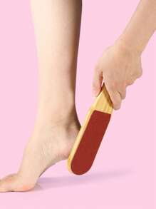 2Pcs Pumice Wood Handle Double-Sided Foot Board File Dead Skin Calluses Foot Grinder Pedicure Tool - Camel - View 2