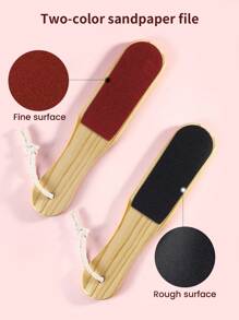 2Pcs Pumice Wood Handle Double-Sided Foot Board File Dead Skin Calluses Foot Grinder Pedicure Tool - Camel - View 5