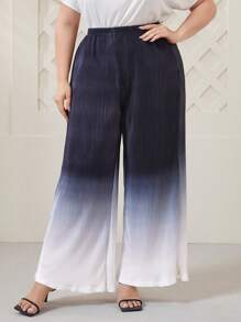 Mulvari 大碼漸變圖案闊腿褲 - 黑與白 - 查看 4