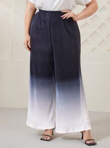 Mulvari 大碼漸變圖案闊腿褲 - 黑與白 - 查看 1