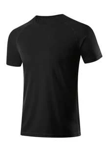 Manfinity Sport Corelite Camiseta deportiva de estilo boyfriend para hombres, de manga raglán y unicolor - Negro - Ver 1
