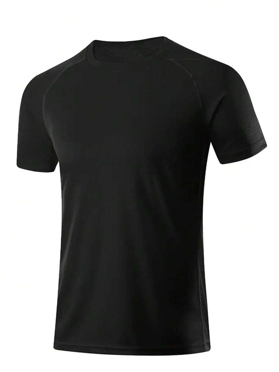 Manfinity Sport Corelite Camiseta deportiva de estilo boyfriend para hombres, de manga raglán y unicolor - Negro - Ver 1