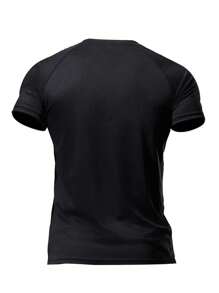 Manfinity Sport Corelite Camiseta deportiva de estilo boyfriend para hombres, de manga raglán y unicolor - Negro - Ver 2