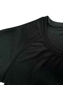 Manfinity Sport Corelite Camiseta deportiva de estilo boyfriend para hombres, de manga raglán y unicolor - Negro - Ver 4