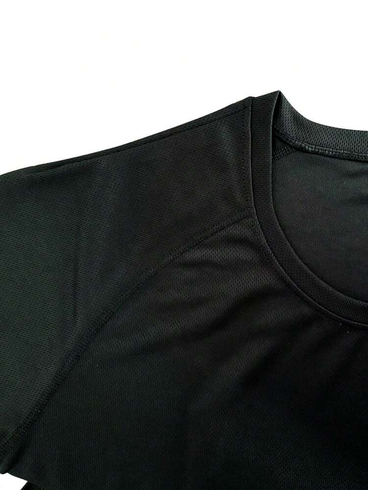Boyfriend Style Men Solid Raglan Sleeve Sports Tee Workout Tops