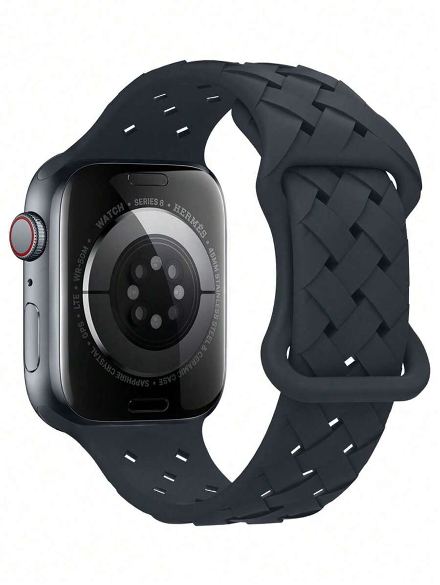 Dây đeo đồng hồ silicon rắn tương thích với Apple Watch - màu đen - Xem 1