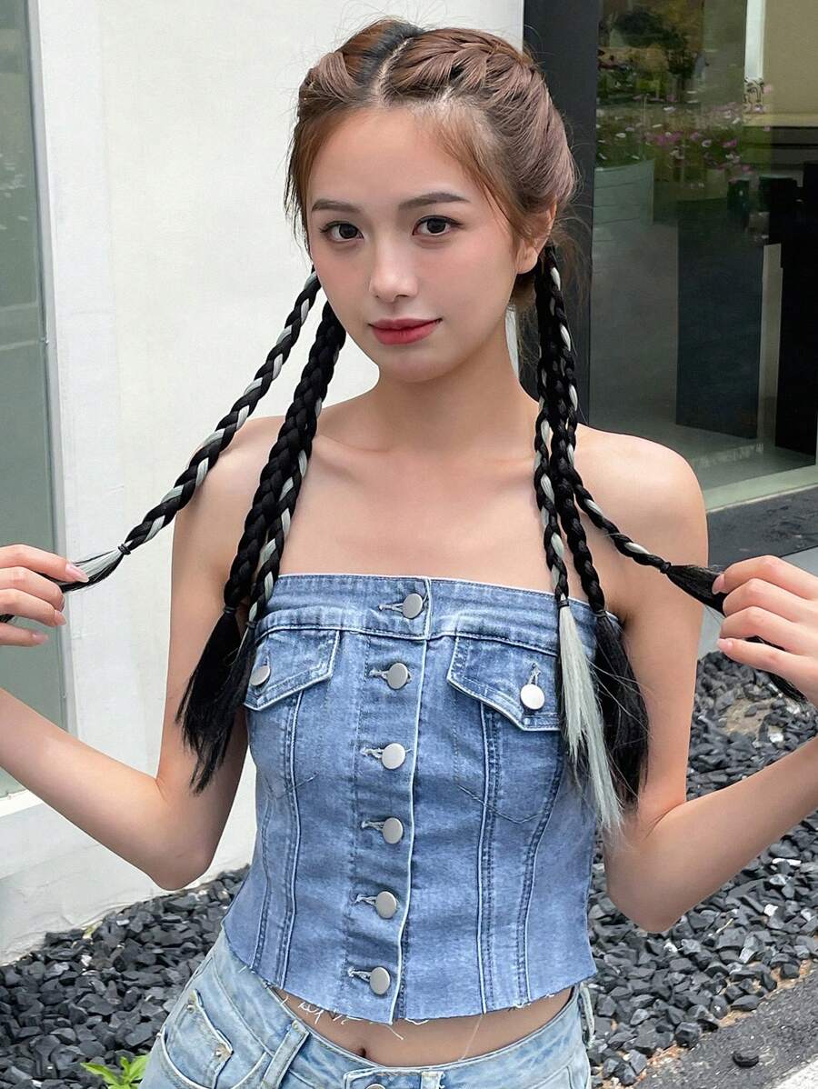 DAZY 2入組雙色假髮編織髮圈