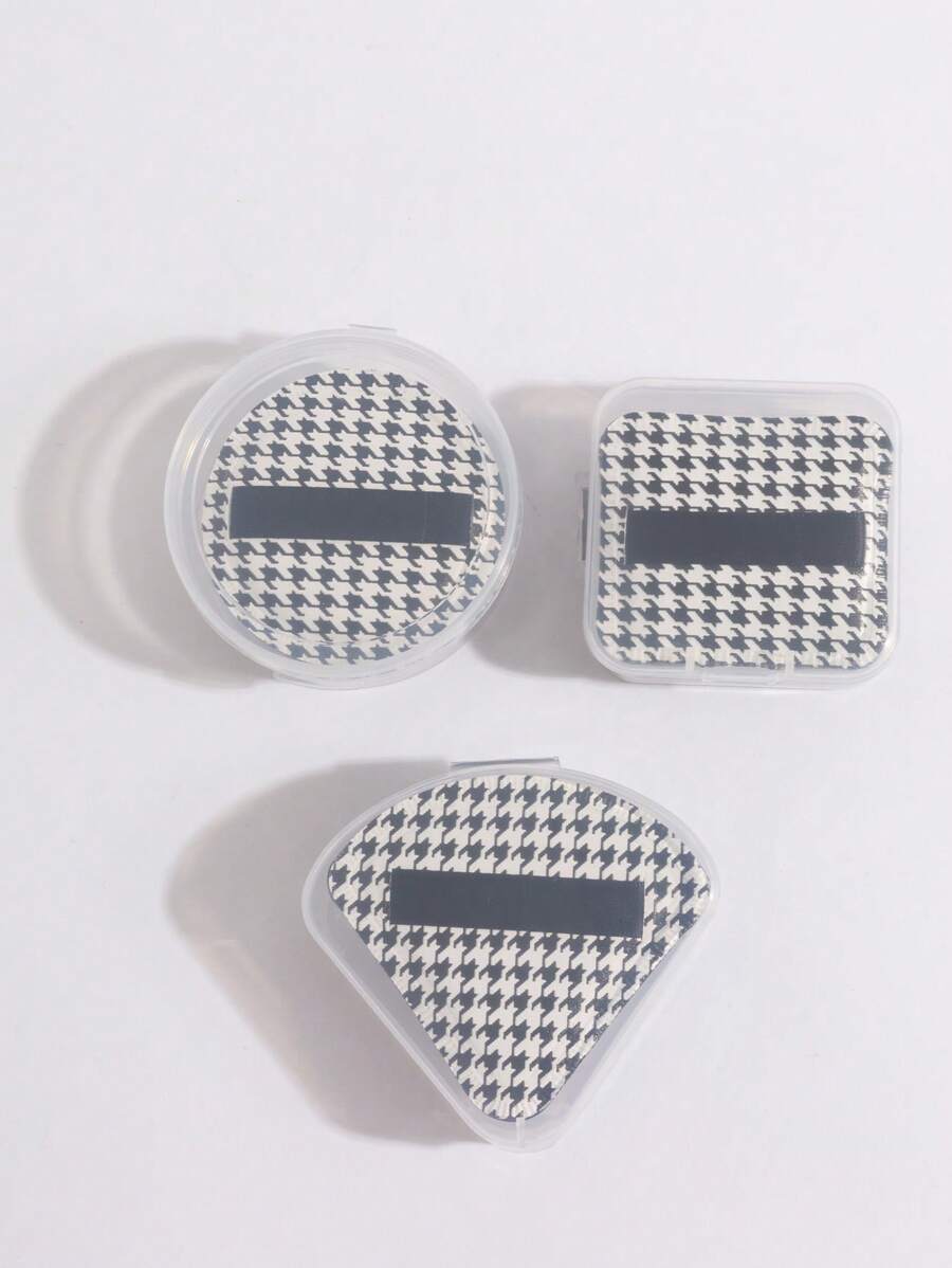 Bông phấn trang điểm , 3pcs In Houndstooth Bông phấn trang điểm Bột Puff Nước Tẩy trang Tấm lót Phấn phủ dạng bột Trang điểm Applicator Đối với Trang điểm khuôn Mặt - Đen và trắng - Xem 1