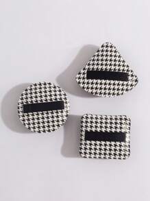 Bông phấn trang điểm , 3pcs In Houndstooth Bông phấn trang điểm Bột Puff Nước Tẩy trang Tấm lót Phấn phủ dạng bột Trang điểm Applicator Đối với Trang điểm khuôn Mặt - Đen và trắng - Xem 2