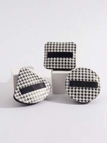 Bông phấn trang điểm , 3pcs In Houndstooth Bông phấn trang điểm Bột Puff Nước Tẩy trang Tấm lót Phấn phủ dạng bột Trang điểm Applicator Đối với Trang điểm khuôn Mặt - Đen và trắng - Xem 3