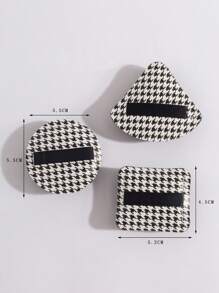 Bông phấn trang điểm , 3pcs In Houndstooth Bông phấn trang điểm Bột Puff Nước Tẩy trang Tấm lót Phấn phủ dạng bột Trang điểm Applicator Đối với Trang điểm khuôn Mặt - Đen và trắng - Xem 5