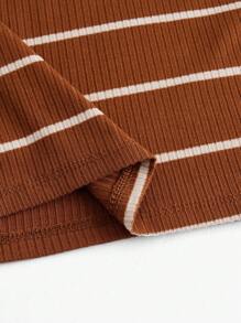 SHEIN EZwear Plus Striped Print Bodycon Tank Dress - Brown - View 3