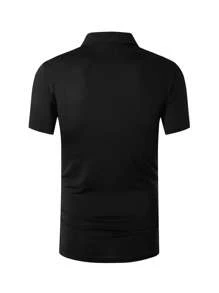 Men Geo Print Polo Neck Sports Tee - Multicolor - View 2