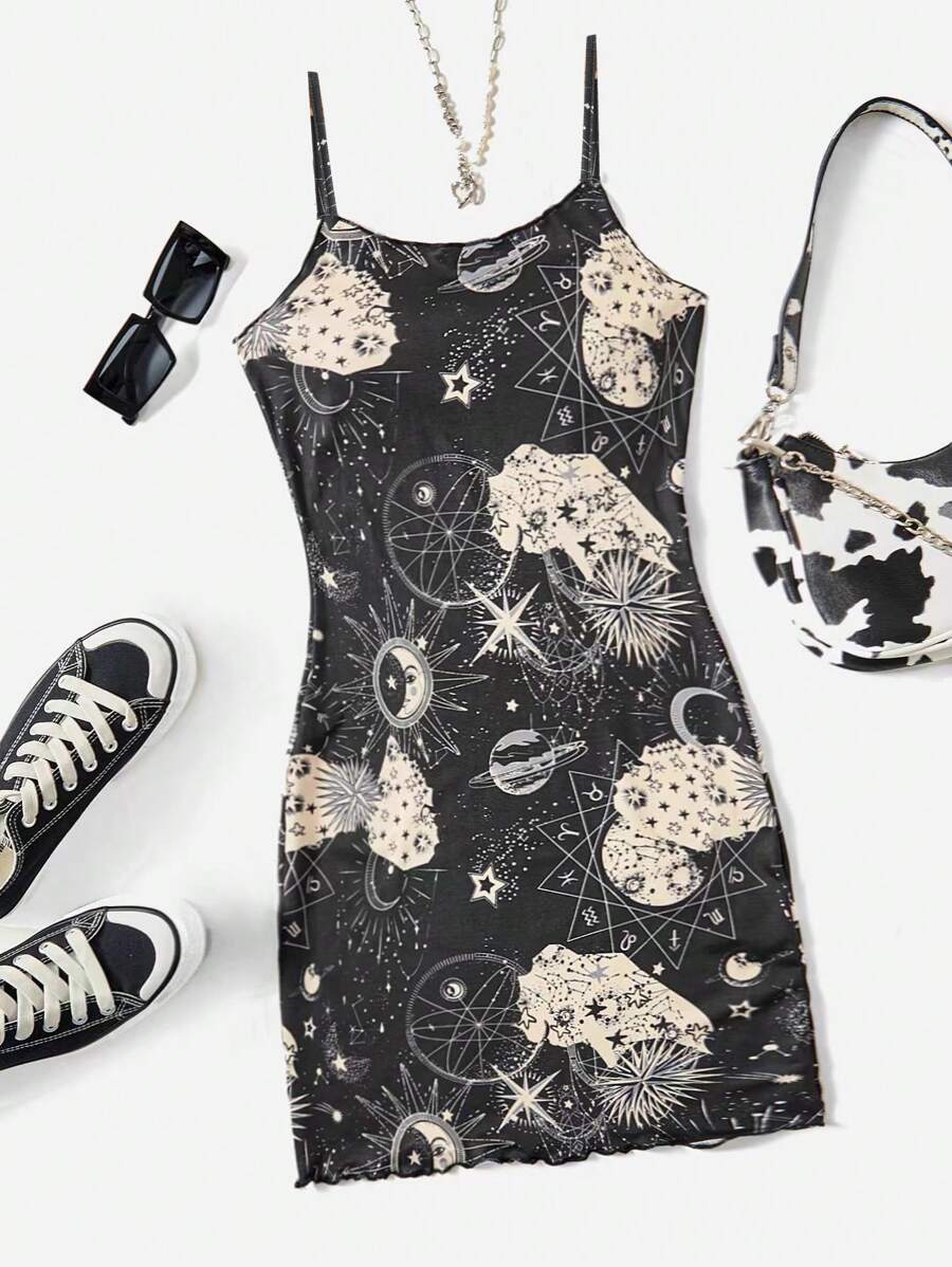 SHEIN Coolane Đầm Plus Size Xù nhỏ Thiên hà Giải trí - Nhiều màu - Xem 1