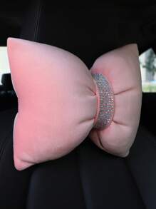 1 Stück Nackenkissen Strass Dekor, Schleife Design, Polyester Auto