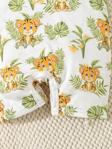 SHEIN Baby Boy Cartoon Graphic Bow Front 2 In 1 Romper - Multicolor - View 5