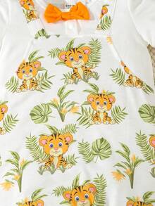 SHEIN Baby Boy Cartoon Graphic Bow Front 2 In 1 Romper - Multicolor - View 4