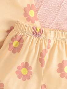 嬰兒印花T恤&荷葉邊短褲 - 卡其色 - 查看 5