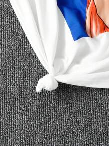 SHEIN Unity 1 bộ Hình Áo Thun Đồ Họa & Quần Ống Rộng - màu xanh lá - Xem 4