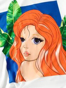 SHEIN Unity 1 bộ Hình Áo Thun Đồ Họa & Quần Ống Rộng - màu xanh lá - Xem 6