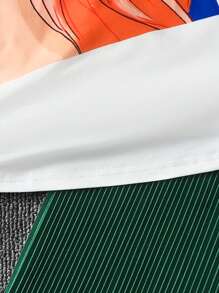 SHEIN Unity 1 bộ Hình Áo Thun Đồ Họa & Quần Ống Rộng - màu xanh lá - Xem 8