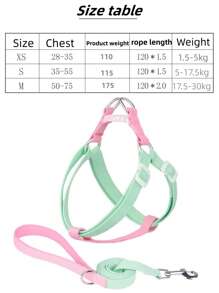 1pc Two Tone Pet Harness & 1pc Pet Leash For Dog For Outdoor - Baby Pink - View 4