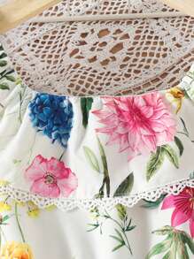 SHEIN Girls Floral Print Ruffle Hem Dress - Multicolor - View 6