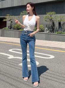 DAZY Twist Front Halter Top - White - View 5