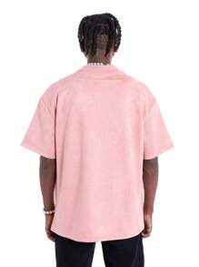 Áo thun Nam Thêu Hình học Lá thư Slogan Giải trí - Hồng - Xem 2