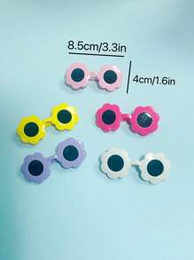 1pc Colorful Flower Design Pet Sunglasses For Cat Or Small Dog - White - View 2