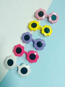 1pc Colorful Flower Design Pet Sunglasses For Cat Or Small Dog - White - View 3