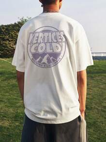 Men Letter Graphic Drop Shoulder Tee - White - View 2