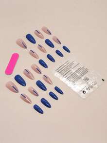 用24入組長杏仁閃光全覆蓋假指甲套裝升級您造型 - 彩色 - 查看 2