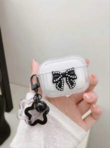 美学蝴蝶结装饰盒，兼容 AirPods - 黑與白 - 查看 1