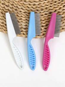 1pc Pet Flea Tick Remover Stainless Steel Comfort Hair Grooming Comb Lice Removal Cleaner Comb - Blue - View 1