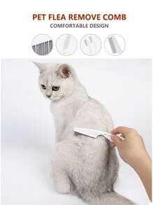 1pc Pet Flea Tick Remover Stainless Steel Comfort Hair Grooming Comb Lice Removal Cleaner Comb - Blue - View 3