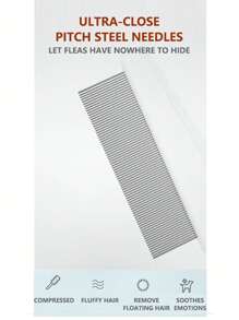 1pc Pet Flea Tick Remover Stainless Steel Comfort Hair Grooming Comb Lice Removal Cleaner Comb - Blue - View 4