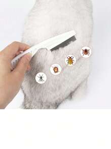 1pc Pet Flea Tick Remover Stainless Steel Comfort Hair Grooming Comb Lice Removal Cleaner Comb - Blue - View 6